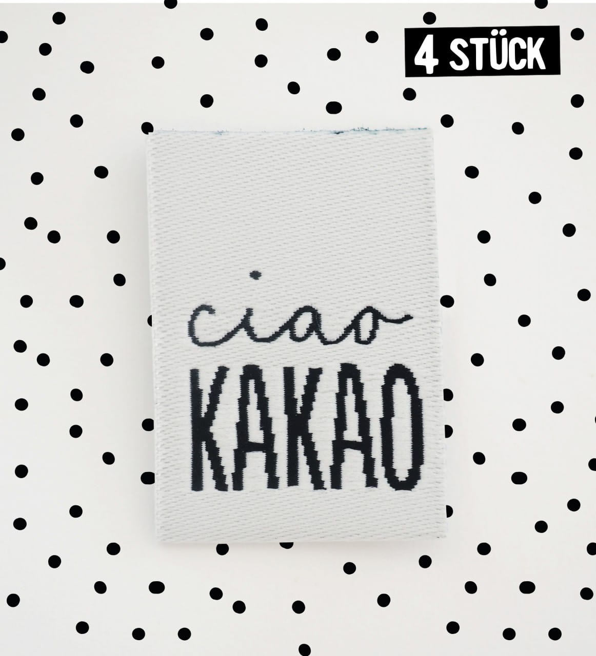 Label *ciao kakao* WEISS - 2,5 x 2,5 cm, 4er Pack