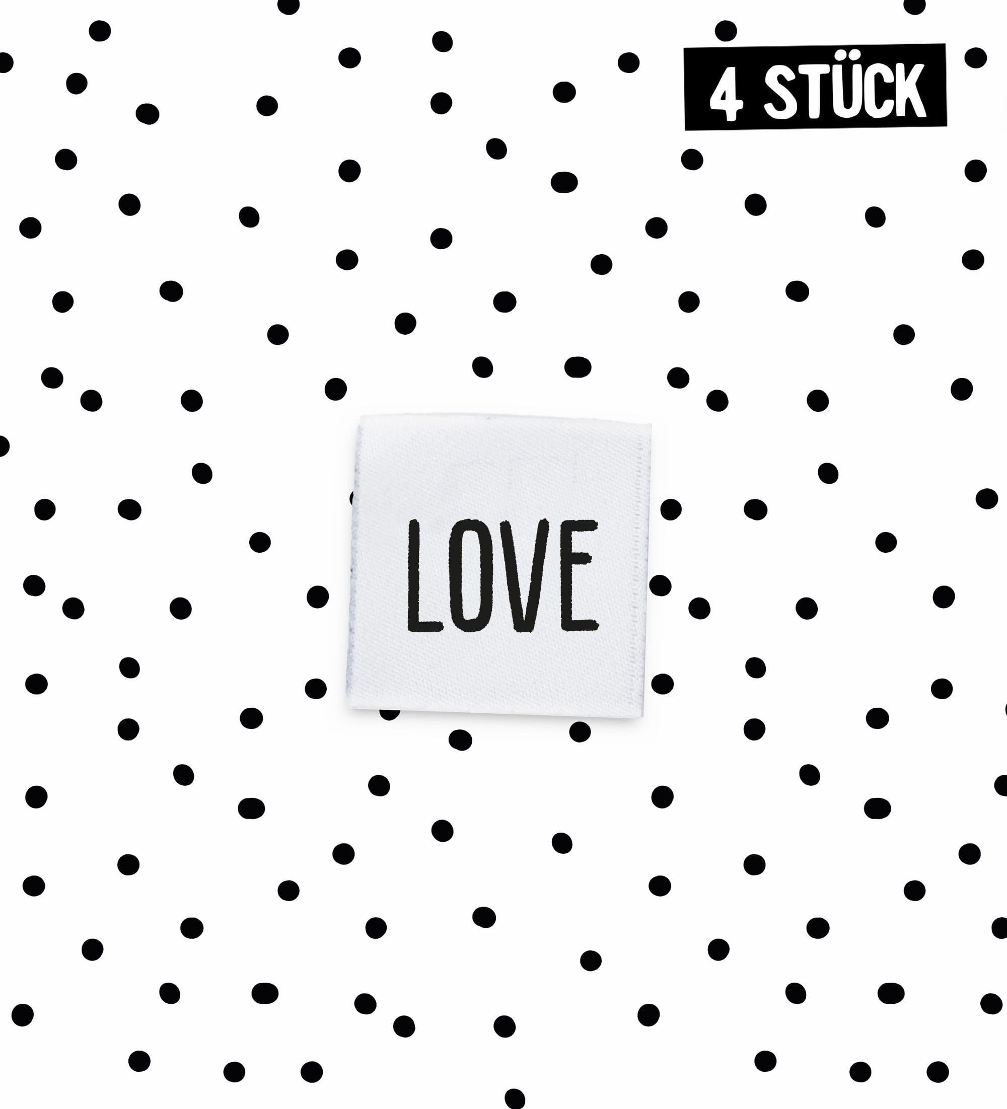 Mini-Weblabel *love* - 4er Pack