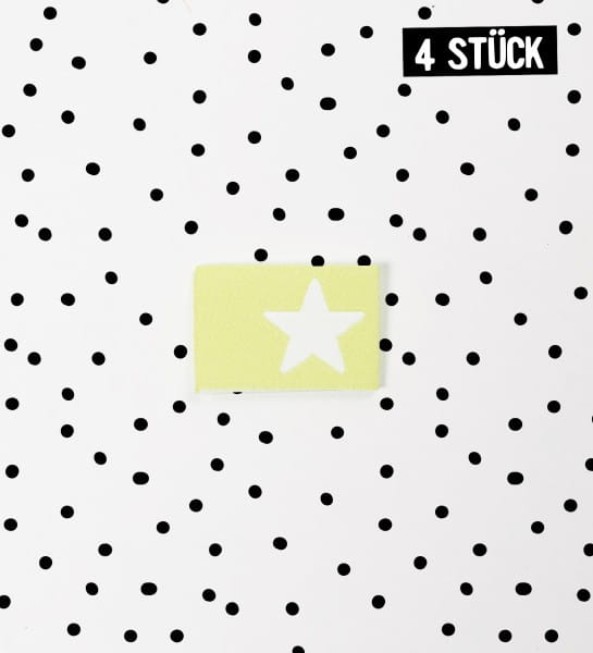 Weblabel *Stern - neon gelb* - 4er Pack