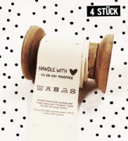 Pflege-Label *handle with ♥ * - 4er Pack