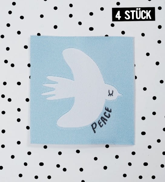 Weblabel *PEACE-Taube auf Blau* - 4er Pack