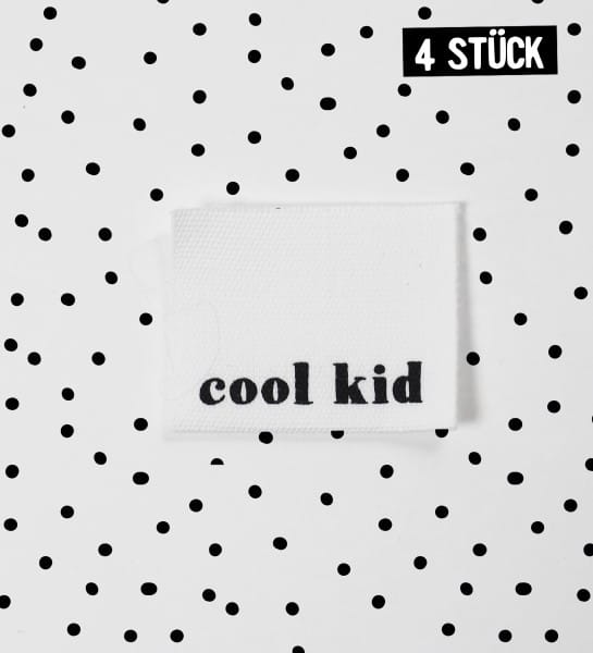 Baumwolllabel *cool kid* - 2,5 x 3 cm - 4er Pack