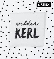 Weblabel *wilder kerl* 4x4 cm - 4er Pack