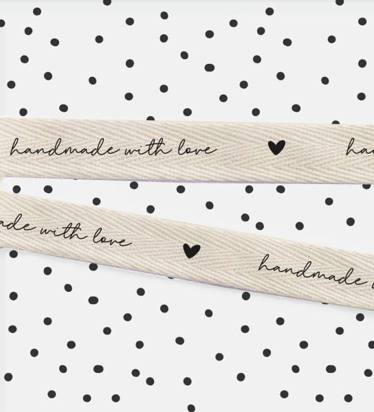 Baumwolle-Band - Handmade with love *ecru*