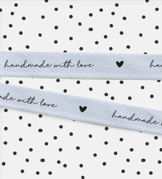 Baumwolle-Band - Handmade with love *weiß*
