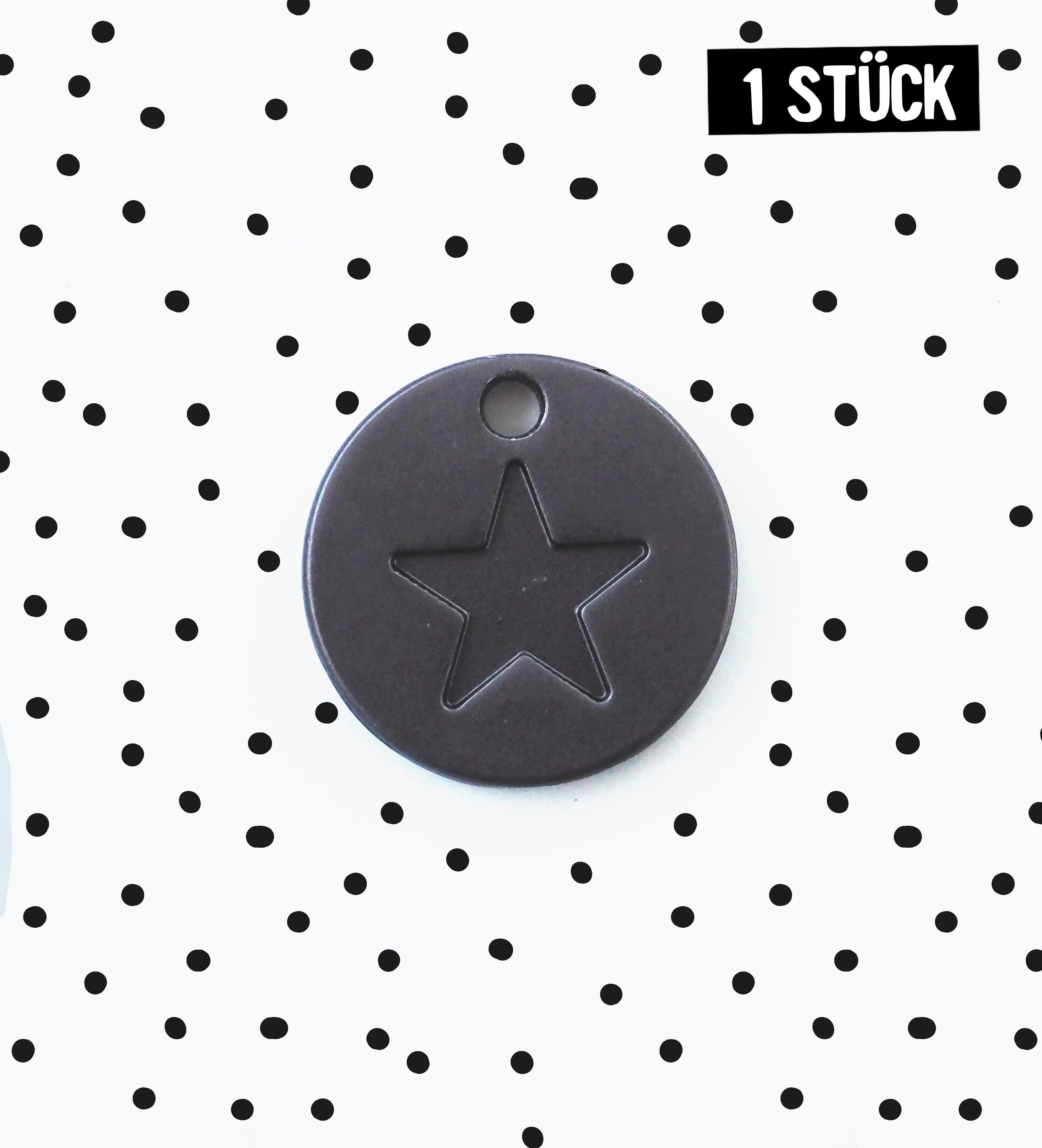 Metall Label Anhänger - Stern *schwarz* - 1,5 cm